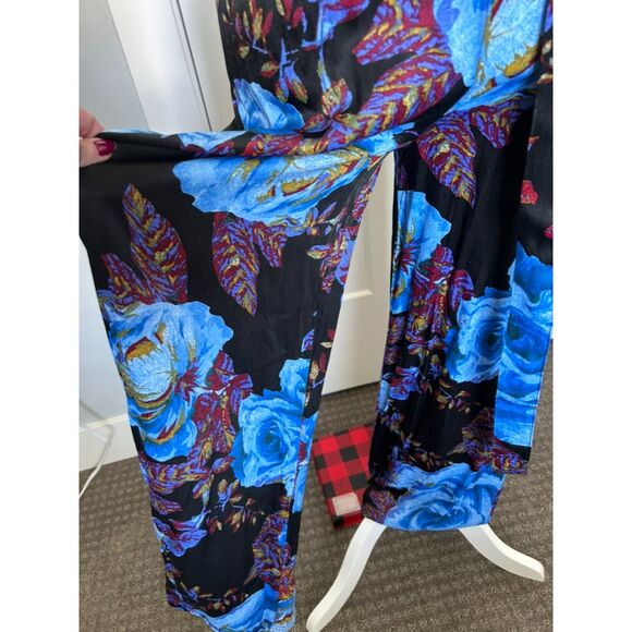 FREE PEOPLE Floral Sleeveless Strappy Wrap Jumpsuit Women's Size 2 Rayon Viscose - Picture 3 of 10